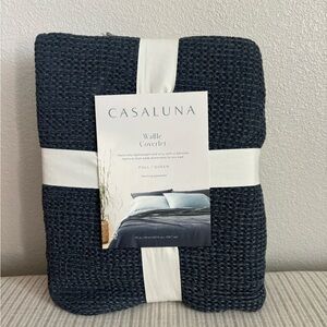 NWT Full/Queen Textured Waffle Coverlet Dark Mineral
Blue - Casaluna